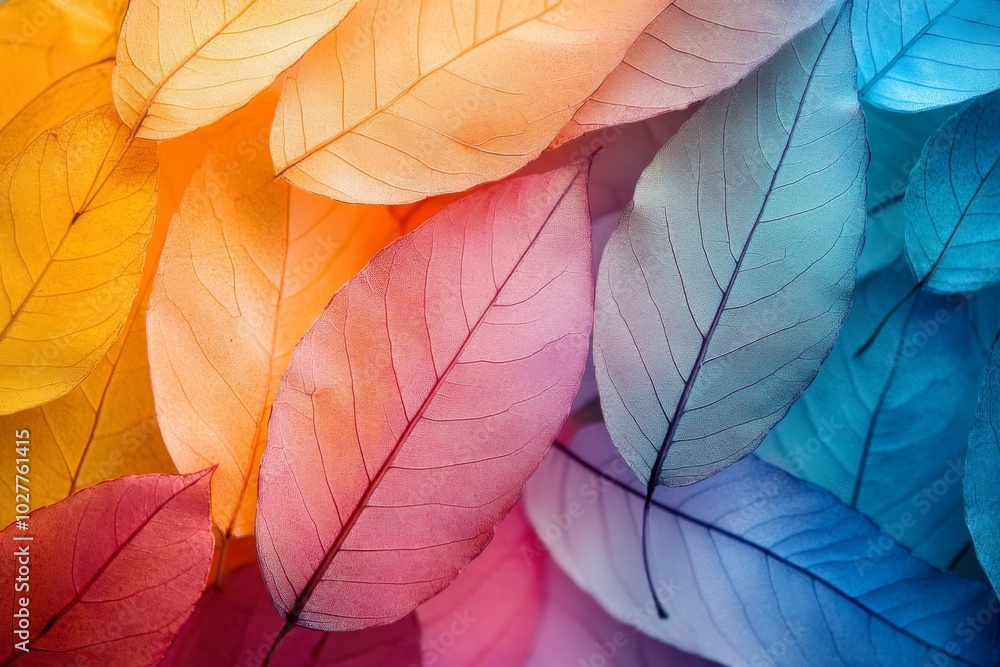 Colorful autumn leaves arranged in a rainbow pattern. Colorful autumn leaves arranged in a rainbow pattern.