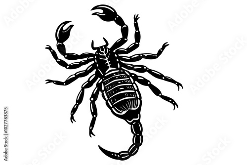 Scorpion silhouette vector illustration template.