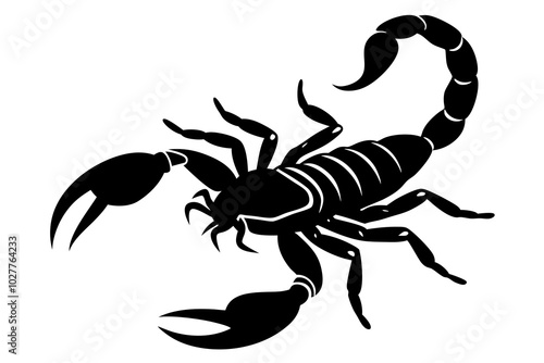 Scorpion silhouette vector illustration on white background.