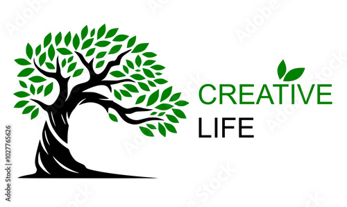 silhouette tree logo reflecting growth, environment, eco, education, prosperity and nature concept.