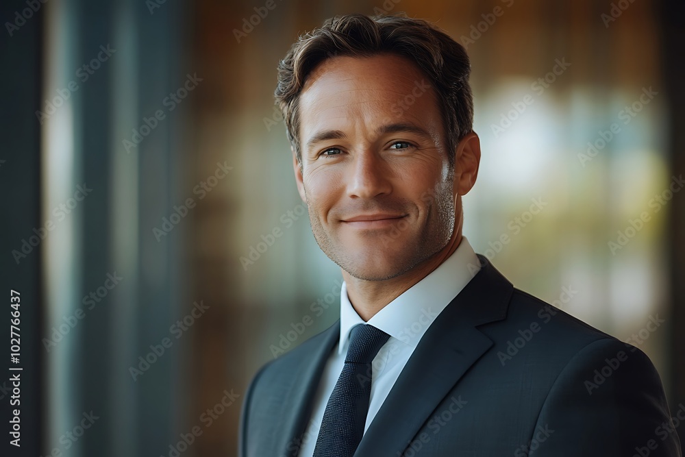 Confident Businessman in a Suit with a Charming Smile Confident Businessman in a Suit with a Charming Smile