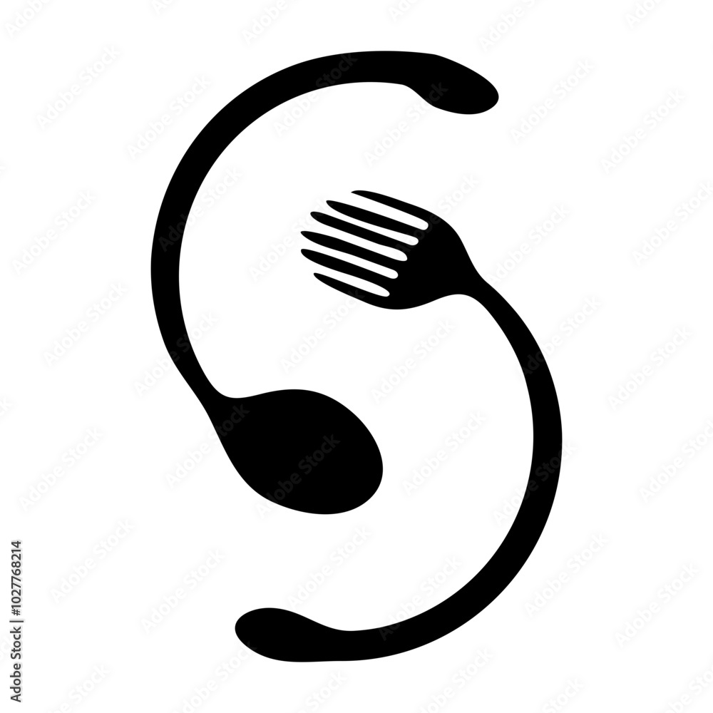 Fork and spoon logo initial S black Fork and spoon logo initial S black