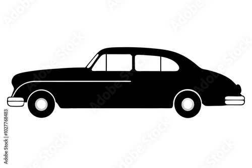 Vintage Car Silhouette vector | vector silhouette illustration on white background