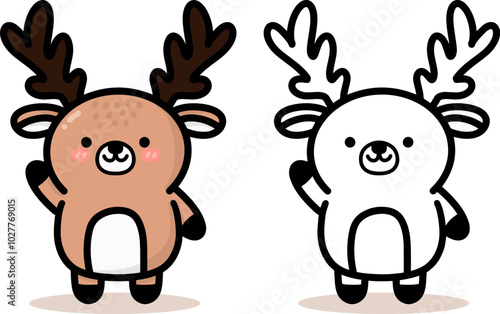 Christmas reindeer cartoon drawing vector