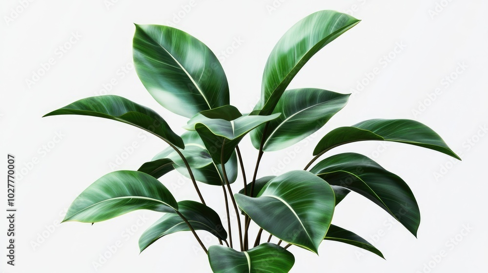 Isolated modern indoor plant with fresh, glossy leaves, set against a transparent backdrop, showcasing its clean and modern design Isolated modern indoor plant with fresh, glossy leaves, set against a transparent backdrop, showcasing its clean and modern design
