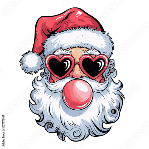 Santa Claus Heart Sunglasses Bubble Gum