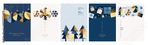 Merry Christmas and Happy New Year Greeting Cards. Vector illustration concepts for background, greeting card, party invitation card, website banner, social media banner, marketing material.