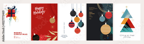 Merry Christmas and Happy New Year. Vector illustrations for greeting card, party invitation card, website banner, social media banner, marketing material.