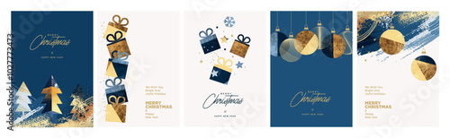 Set of Christmas and New Year Cards. Vector illustration concepts for graphic and web design, social media banner, marketing material.