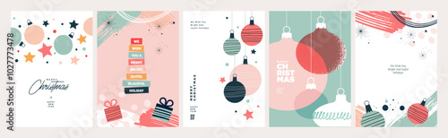 Merry Christmas and Happy New Year Greeting Cards. Vector illustration concepts for background, greeting card, party invitation card, website banner, social media banner, marketing material.