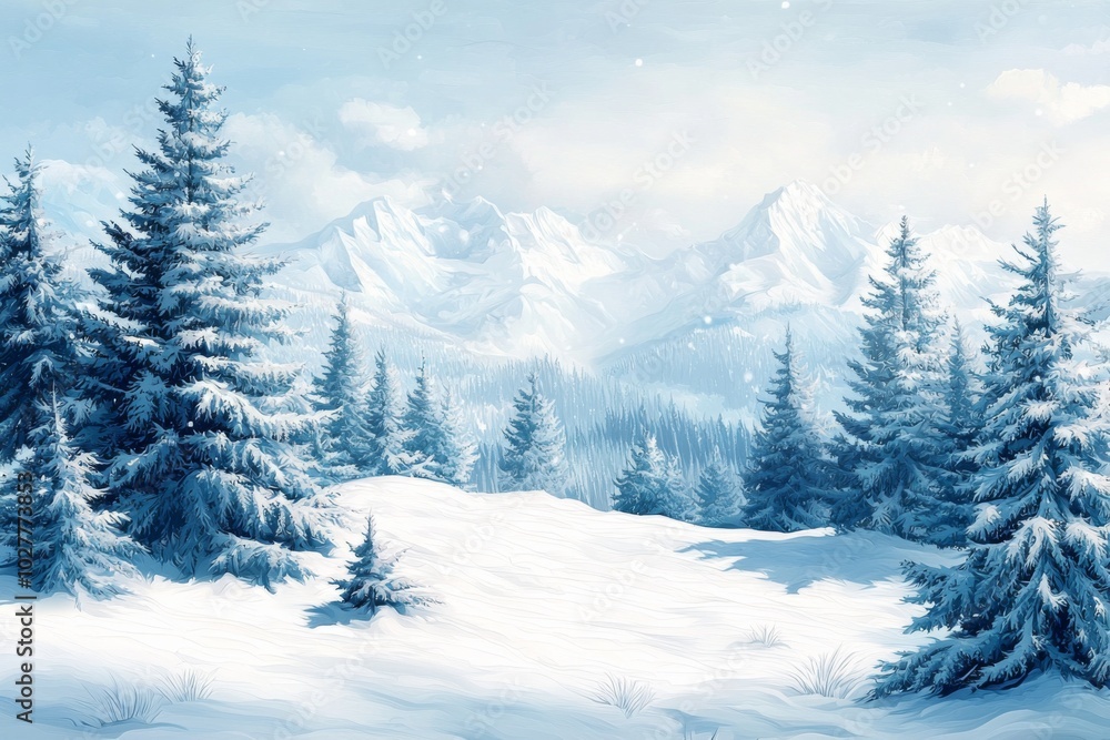 Fototapeta premium Snowy winter season background 