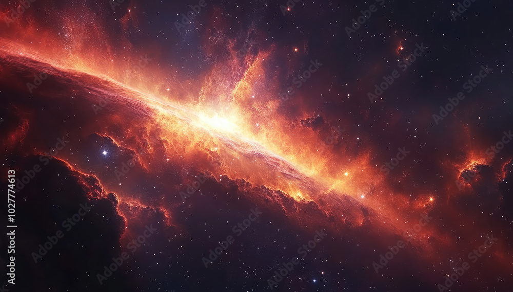 An awe-inspiring celestial image depicting a fiery galaxy with blazing hues of orange, offering a brilliant portrayal of the captivating energy of the universe. An awe-inspiring celestial image depicting a fiery galaxy with blazing hues of orange, offering a brilliant portrayal of the captivating energy of the universe.