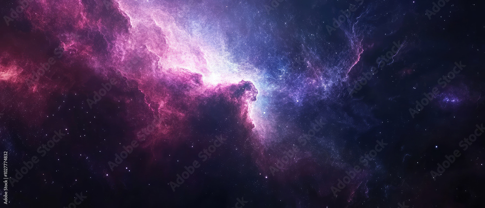 Naklejka premium A captivating view of ethereal galactic formations in the cosmos, illustrating the magnificent colors and compositions that make up our universe's vast beauty.