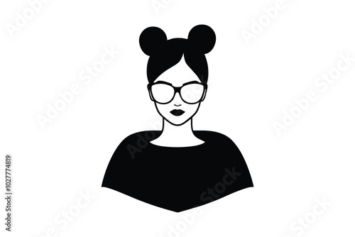 Messy Bun Mom Silhouettes | Stylish Fashion Women | Chic Minimalist Line Art