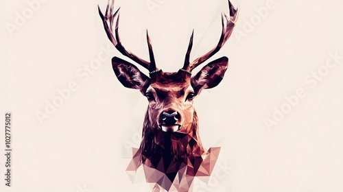 Wallpaper Mural A Low-Poly Portrait of a Deer with Large Antlers Torontodigital.ca