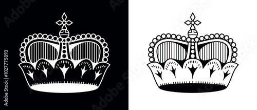 Illustration of a crown. Symbol of power, king or VIP status. Attribute of privilege or bonus. Symbol of the Principality of Liechtenstein.