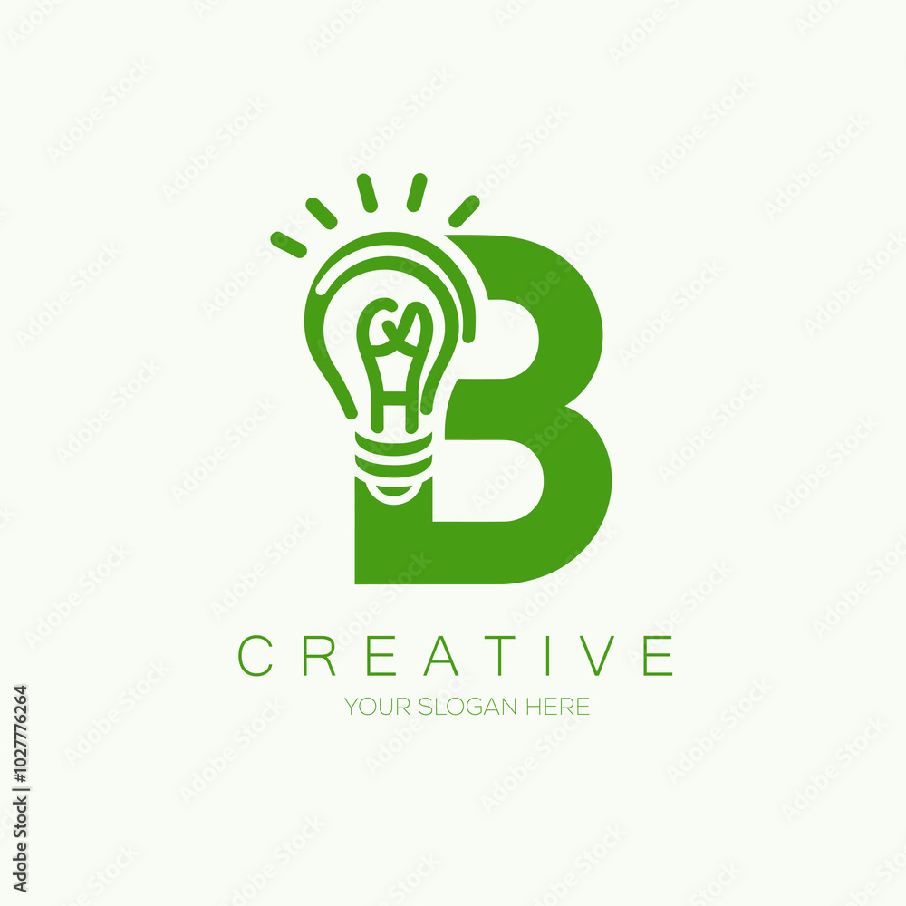 Letter B with light bulb Innovation vector logo design. Minimal logo design Letter B with light bulb Innovation vector logo design. Minimal logo design