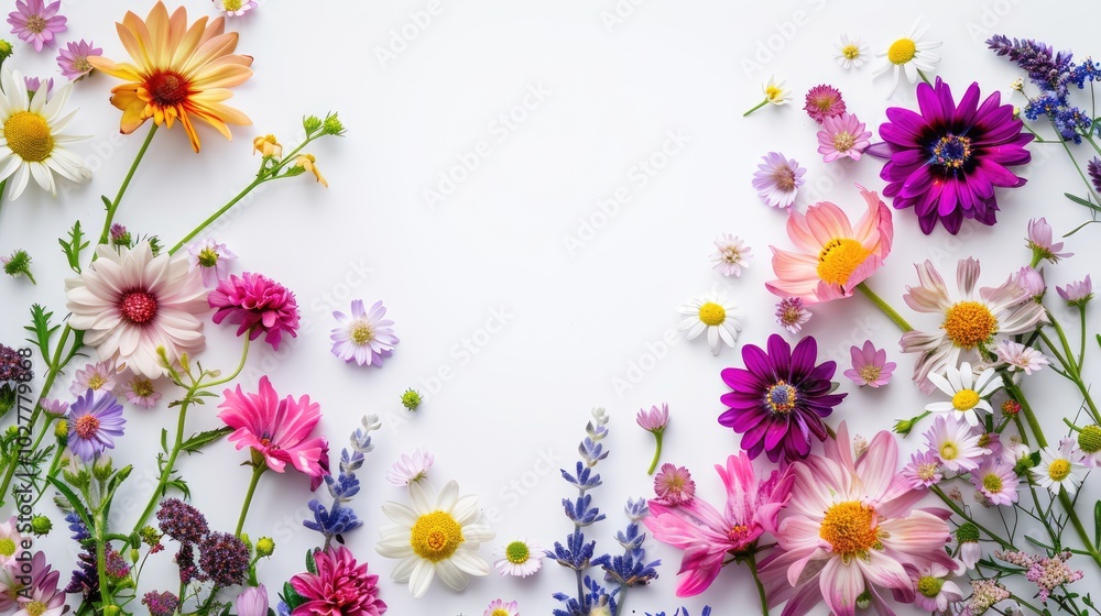 An abundance of beautiful flowers on a clean white background An abundance of beautiful flowers on a clean white background