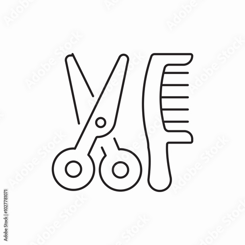 scissors and comb icon sign vector