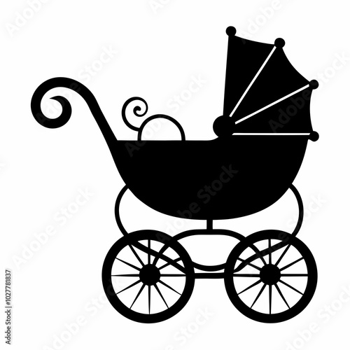 Baby carriage silhouette vector illustration