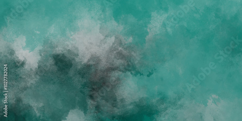 Abstract grunge blank and mint green or blank texture surface background,blue smoke on black background.grunge stained blue paper texture close up,Blue or mint green dusty old scratched grunge texture