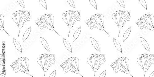 Seamless vector pattern, plants and abstractions, for bed linen, wallpaper and textures