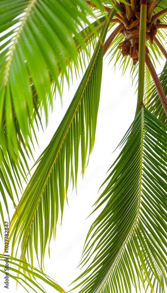 Green Palm Tree Branch Frame isolated with white highlights, png Green Palm Tree Branch Frame isolated with white highlights, png