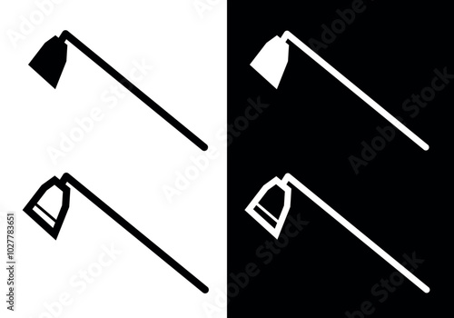 Hoe icon. Symbol of field work, garden or labor. Tool of labor, attribute of a peasant or worker.