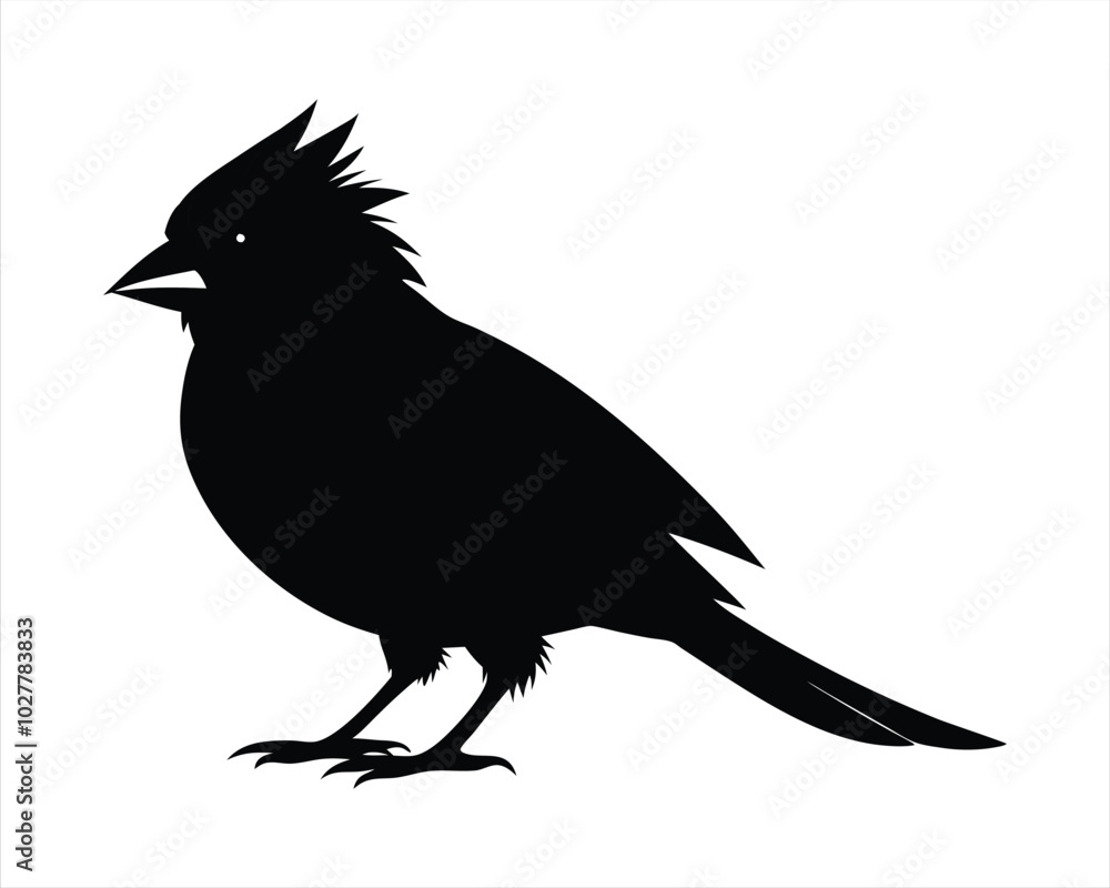 Obraz premium Black Silhouette of a Cardinal Bird - Elegant Wildlife Illustration for Nature Art, Birdwatching, and Eco-Friendly Designs