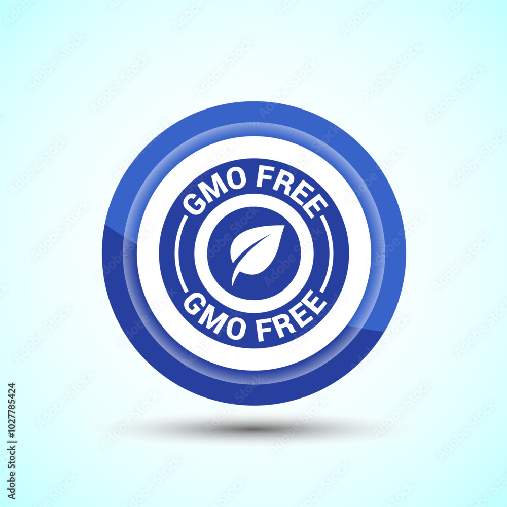 GMO Free Product Icon Design Illustration, Icon For Web and mobile application, Blue Color Button Design GMO Free Product Icon Design Illustration, Icon For Web and mobile application, Blue Color Button Design