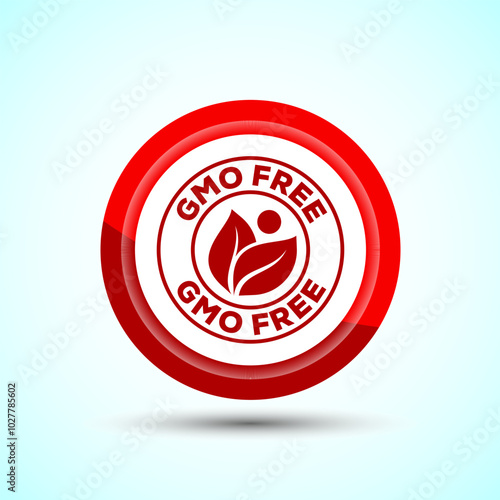 GMO Free Product Icon Design Illustration, Icon For Web and mobile application, Red Color Button Design