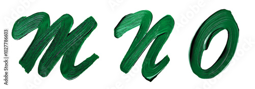 Set of letters with brushstroke effect of thick green paint in high quality vector illustration with option also without background
