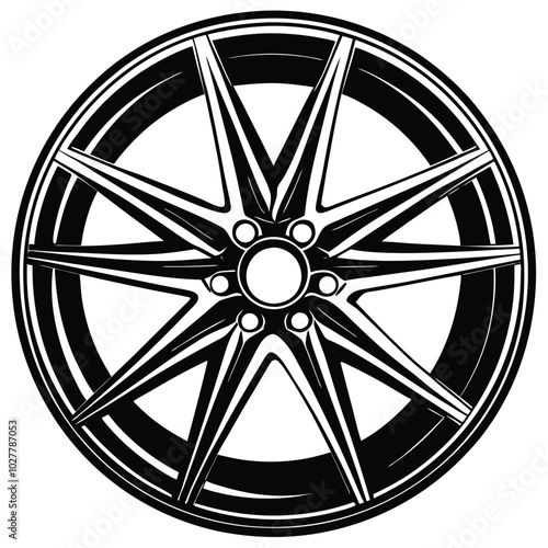 Wheel Rim vector silhouette.