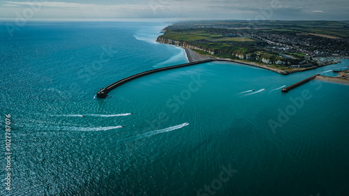 Wallpaper Mural Aerial view of few boats in blue waters of Newhaven, East Sussex, UK Torontodigital.ca