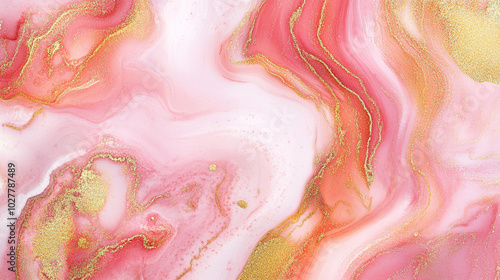 Abstract background with pink and gold marble textures