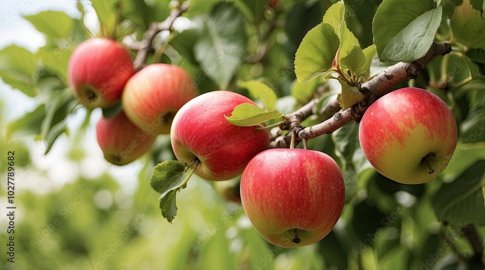 A lush apple tree with a dense canopy, A lush apple tree with a dense canopy,