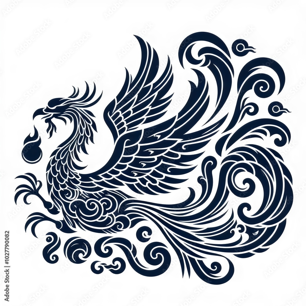 Black phoenix on white background Black phoenix on white background