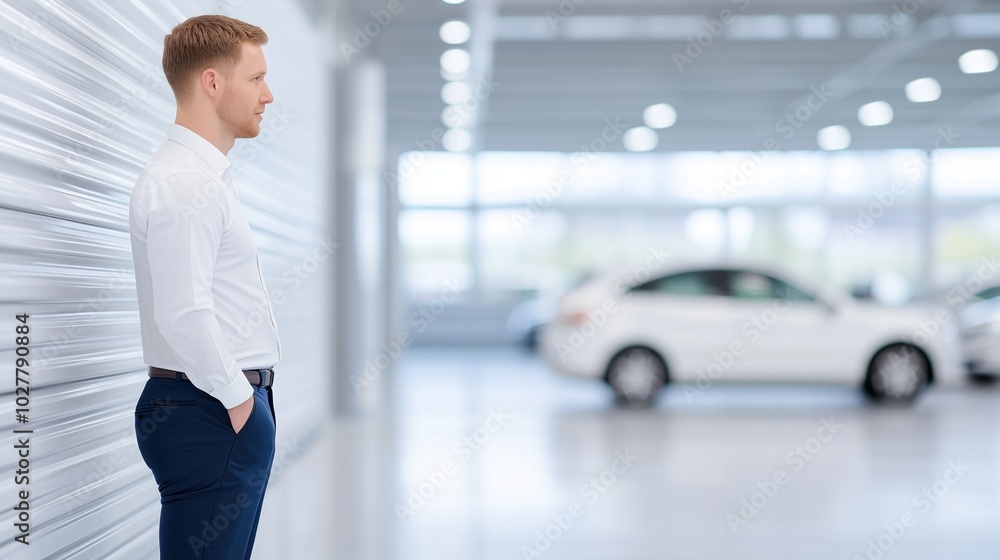 Businessman in Modern Garage Businessman in Modern Garage