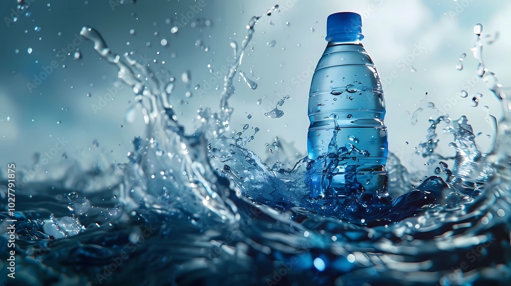 A mineral water bottle ads, Generative AI illustrations. A mineral water bottle ads, Generative AI illustrations.