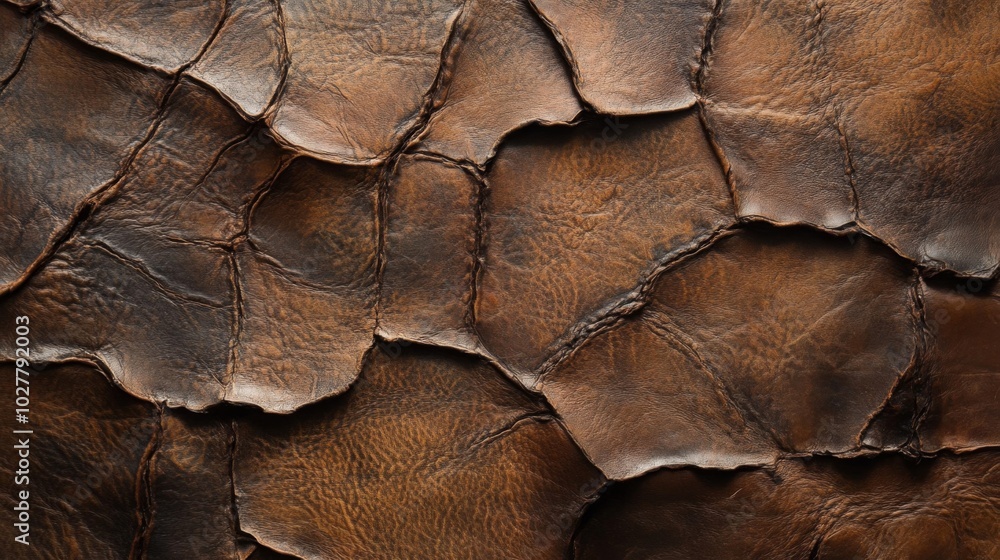Close-up of Cracked Brown Leather Texture Close-up of Cracked Brown Leather Texture