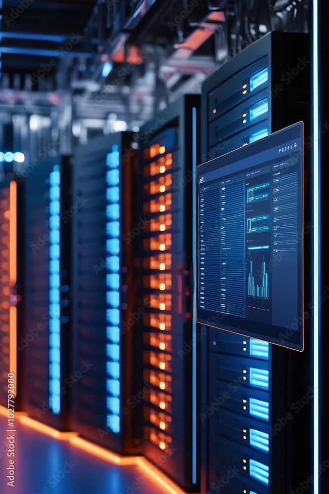A close-up view of modern data server racks showcasing detailed technology. storage solutions for enhanced security and performance A close-up view of modern data server racks showcasing detailed technology. storage solutions for enhanced security and performance