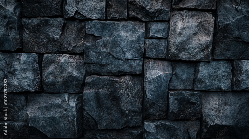 Naklejka premium Dark Stone Wall Texture Background Rough Rustic Masonry Design