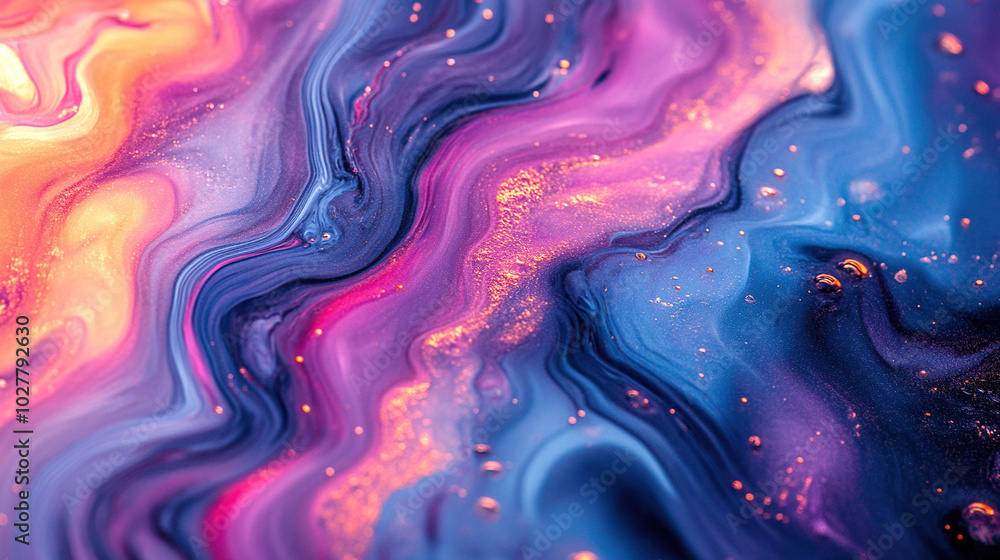 Abstract image with colorful liquid waves and particles Abstract image with colorful liquid waves and particles