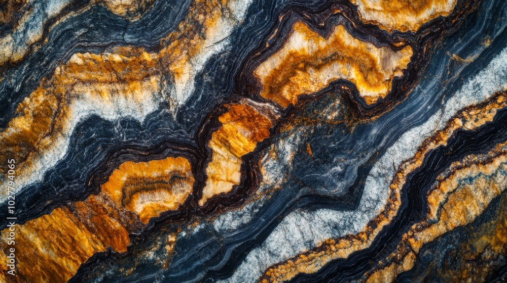 Abstract Swirling Pattern in Blue, Black, and Orange Stone Abstract Swirling Pattern in Blue, Black, and Orange Stone