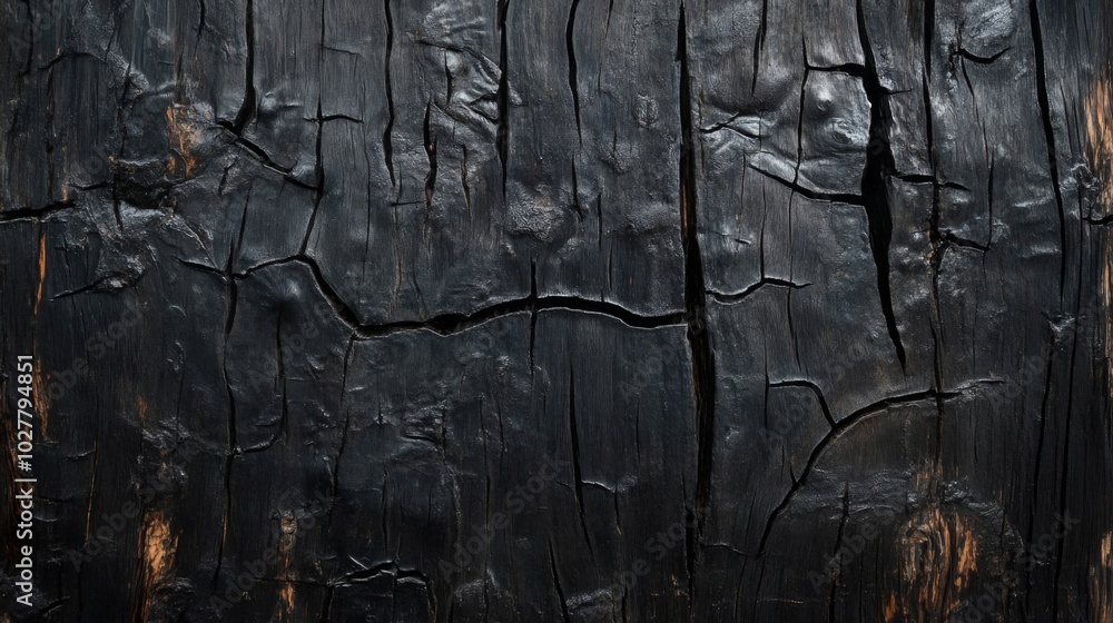 Obraz premium Blackened Wooden Surface with Deep Cracks