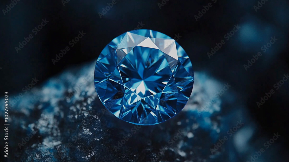 Sparkling Blue Diamond Gemstone on Dark Background Sparkling Blue Diamond Gemstone on Dark Background