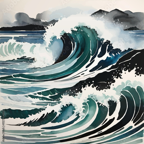 watercolor wave illustration