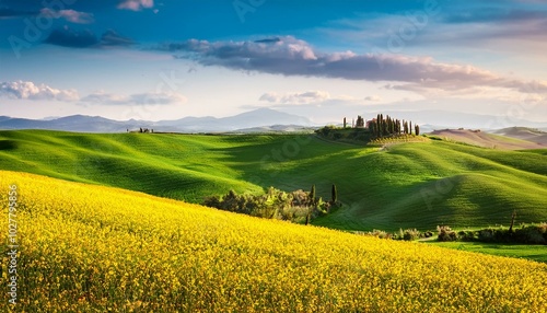 beautiful spring landscape in tuscany italy