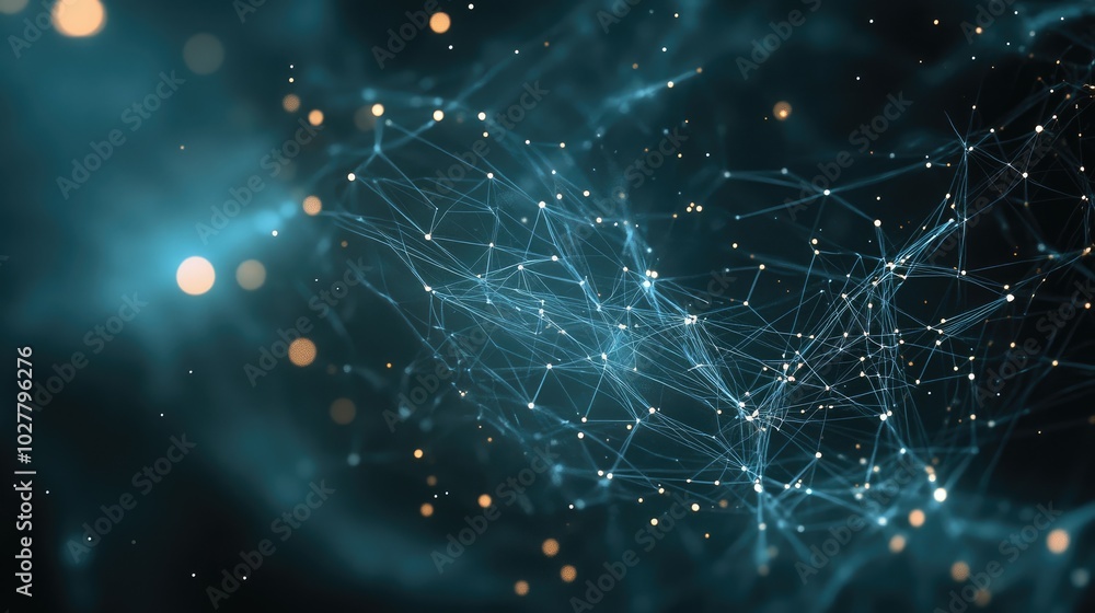 Obraz premium Complex abstract technology network with dynamic, glowing lines and nodes