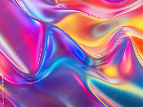 Wallpaper Mural 3d iridescent shape radiating vibrant colors and smooth surfaces, creating a mesmerizing design that plays with light and shadow in a digital art style Torontodigital.ca